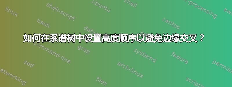 如何在系谱树中设置高度顺序以避免边缘交叉？