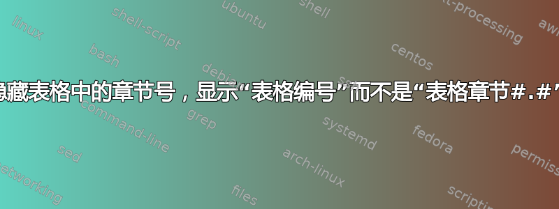 隐藏表格中的章节号，显示“表格编号”而不是“表格章节#.#”