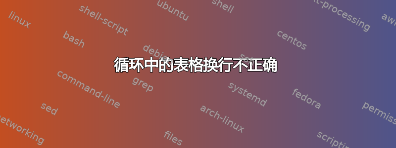 循环中的表格换行不正确