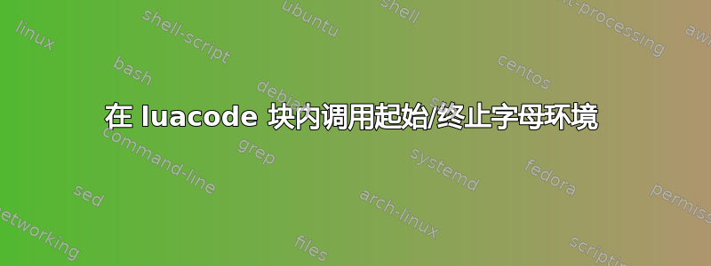 在 luacode 块内调用起始/终止字母环境