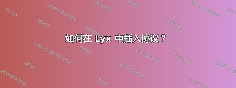 如何在 Lyx 中插入协议？