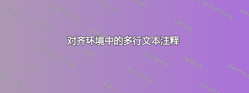 对齐环境中的多行文本注释