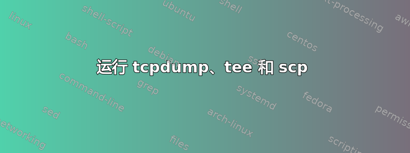 运行 tcpdump、tee 和 scp