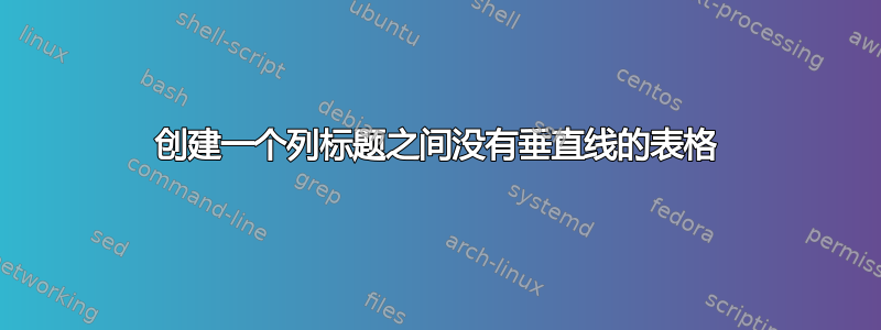 创建一个列标题之间没有垂直线的表格