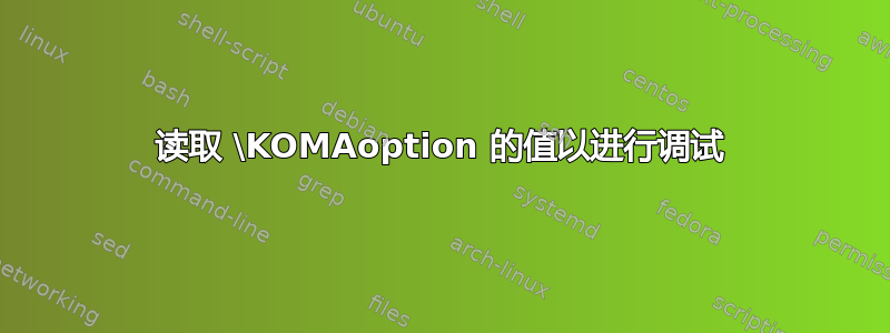 读取 \KOMAoption 的值以进行调试