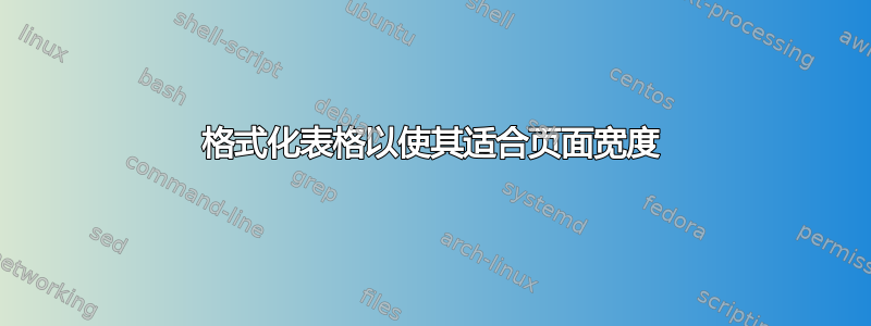 格式化表格以使其适合页面宽度