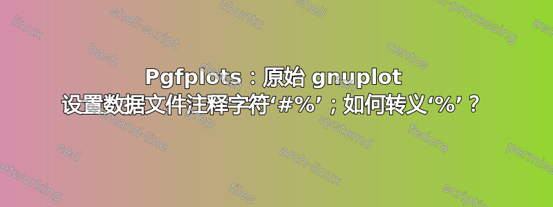 Pgfplots：原始 gnuplot 设置数据文件注释字符‘#%’；如何转义‘%’？