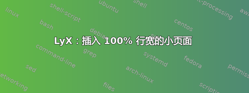 LyX：插入 100% 行宽的小页面