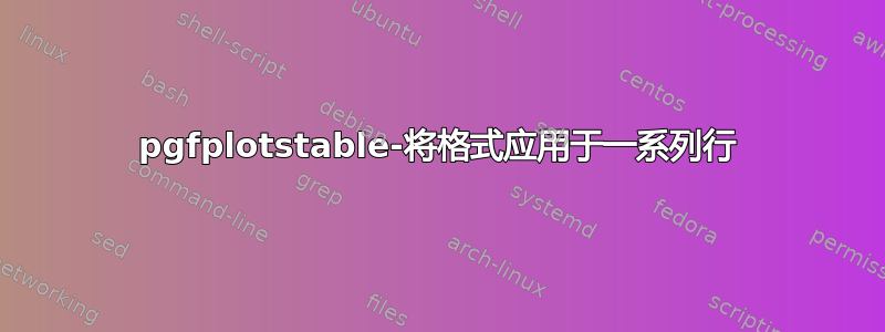 pgfplotstable-将格式应用于一系列行