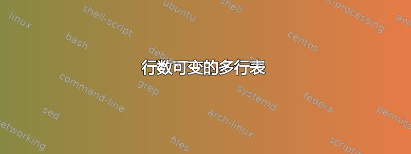 行数可变的多行表