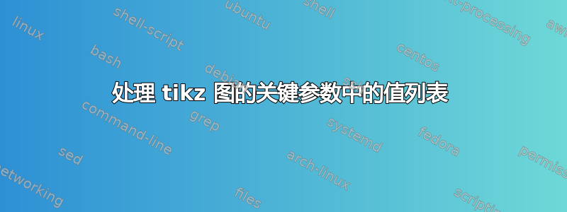 处理 tikz 图的关键参数中的值列表