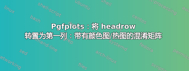 Pgfplots：将 headrow 转置为第一列：带有颜色图/热图的混淆矩阵