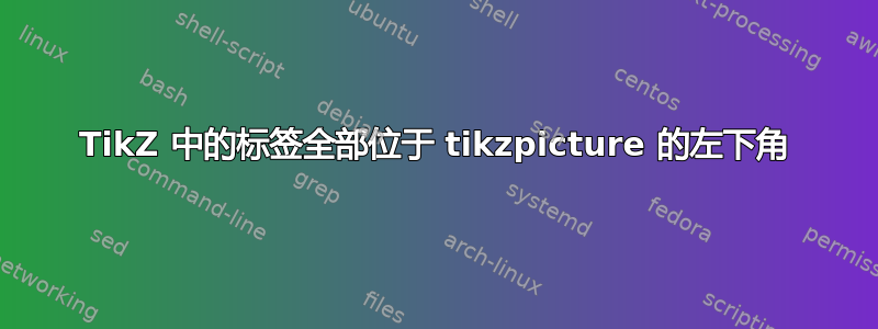 TikZ 中的标签全部位于 tikzpicture 的左下角