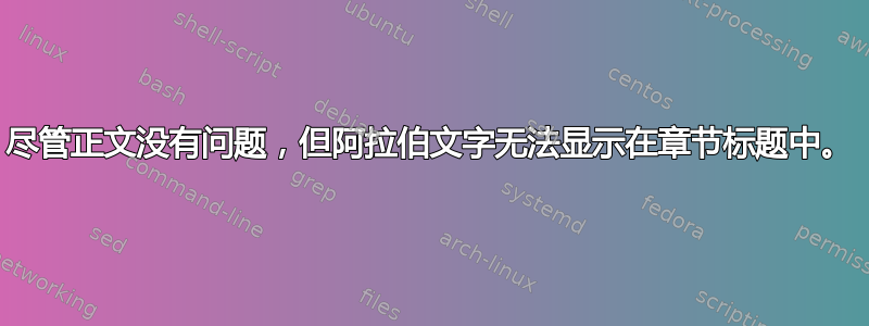 尽管正文没有问题，但阿拉伯文字无法显示在章节标题中。