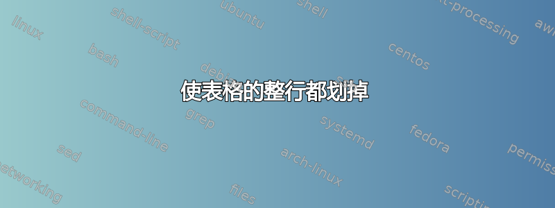 使表格的整行都划掉