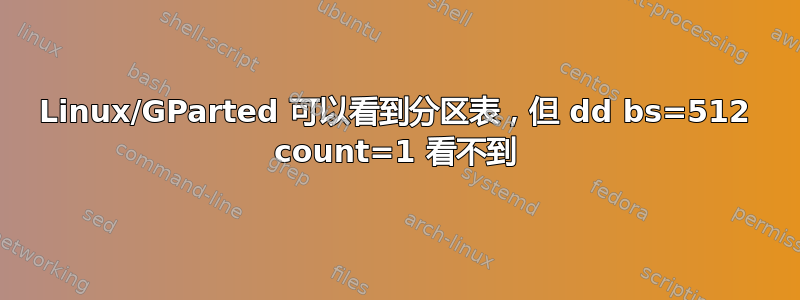 Linux/GParted 可以看到分区表，但 dd bs=512 count=1 看不到