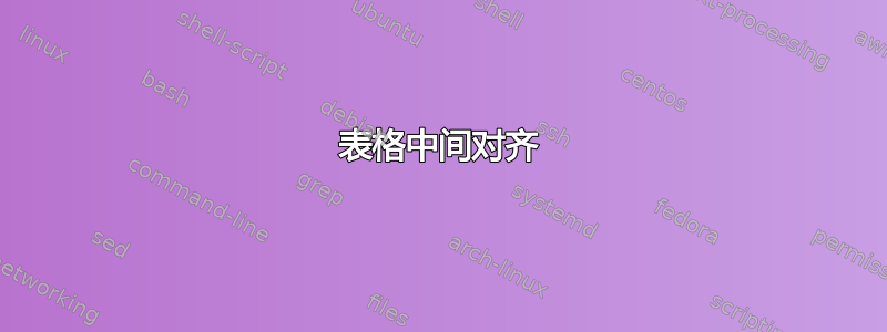 表格中间对齐