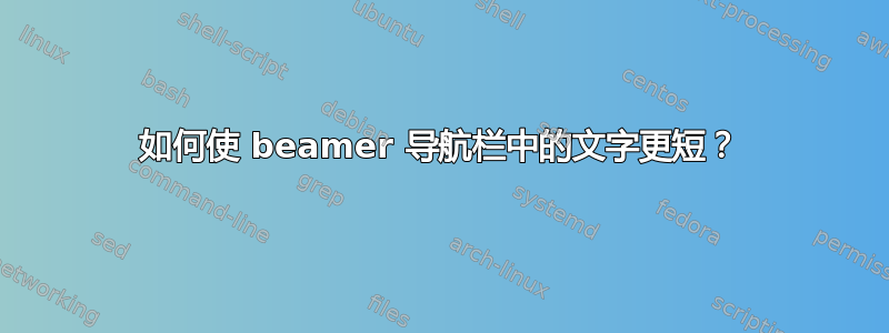 如何使 beamer 导航栏中的文字更短？