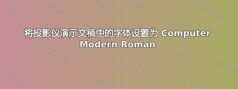 将投影仪演示文稿中的字体设置为 Computer Modern Roman