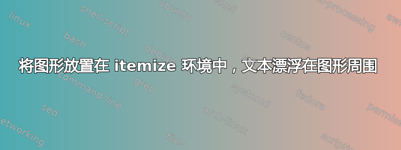 将图形放置在 itemize 环境中，文本漂浮在图形周围