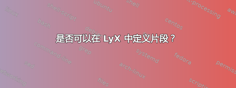 是否可以在 LyX 中定义片段？