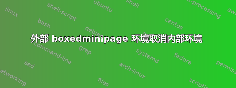 外部 boxedminipage 环境取消内部环境