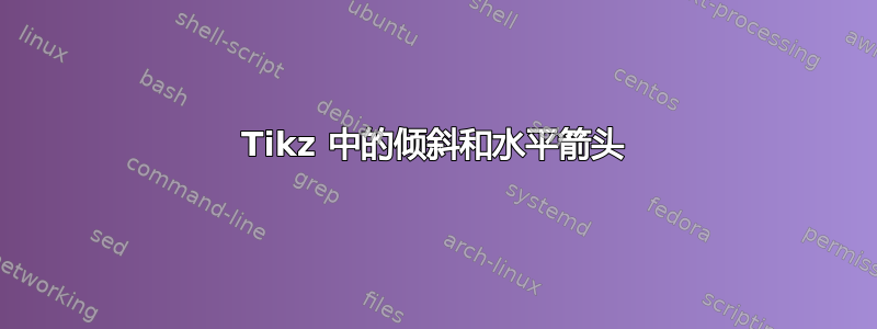 Tikz 中的倾斜和水平箭头