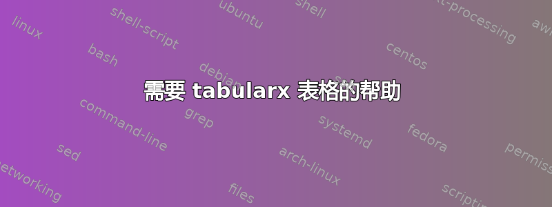 需要 tabularx 表格的帮助