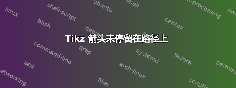 Tikz 箭头未停留在路径上