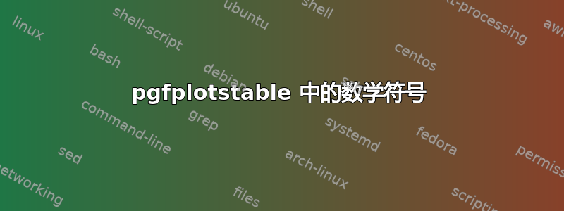 pgfplotstable 中的数学符号