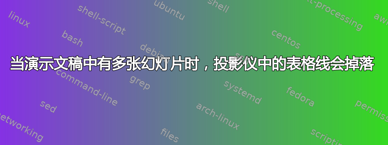 当演示文稿中有多张幻灯片时，投影仪中的表格线会掉落