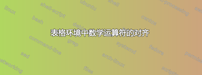 表格环境中数学运算符的对齐