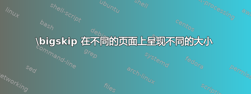 \bigskip 在不同的页面上呈现不同的大小