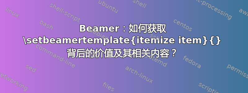 Beamer：如何获取 \setbeamertemplate{itemize item}{} 背后的价值及其相关内容？