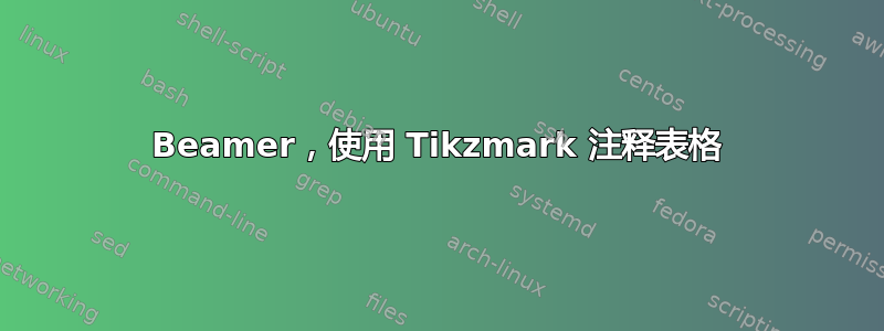 Beamer，使用 Tikzmark 注释表格