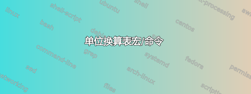 单位换算表宏/命令