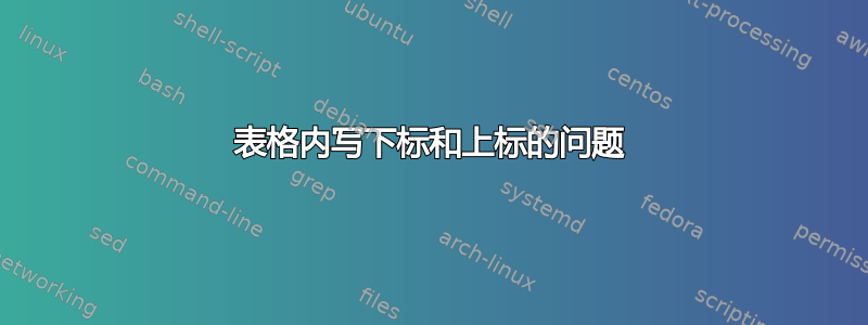 表格内写下标和上标的问题