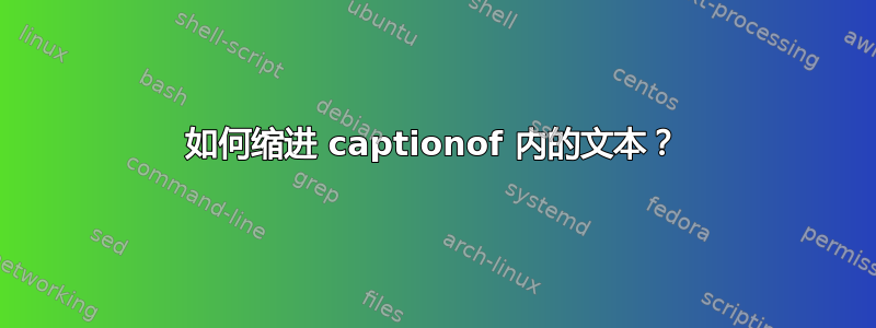 如何缩进 captionof 内的文本？