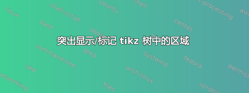 突出显示/标记 tikz 树中的区域