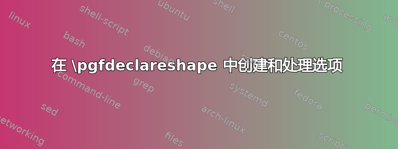 在 \pgfdeclareshape 中创建和处理选项