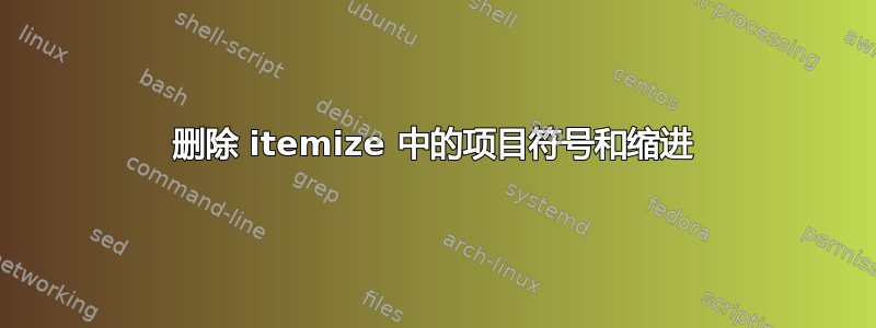 删除 itemize 中的项目符号和缩进