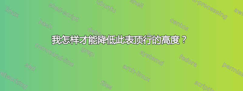 我怎样才能降低此表顶行的高度？