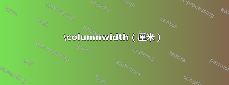 \columnwidth（厘米）