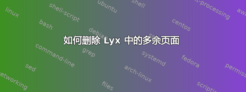 如何删除 Lyx 中的多余页面