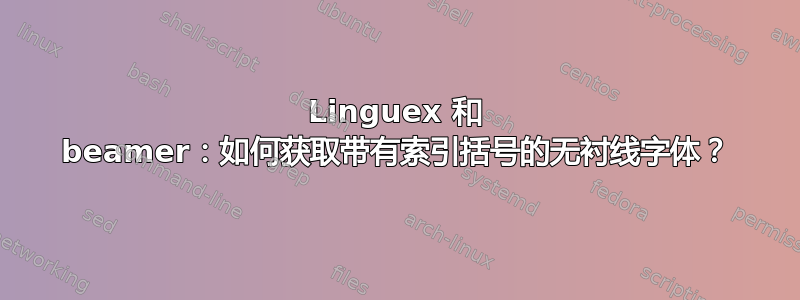 Linguex 和 beamer：如何获取带有索引括号的无衬线字体？