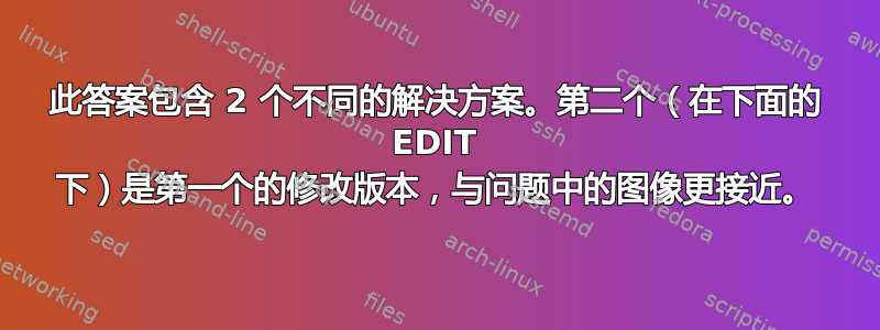 此答案包含 2 个不同的解决方案。第二个（在下面的 EDIT 下）是第一个的修改版本，与问题中的图像更接近。