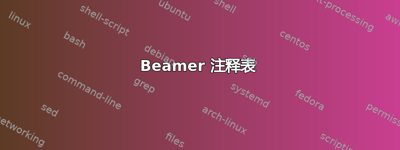 Beamer 注释表