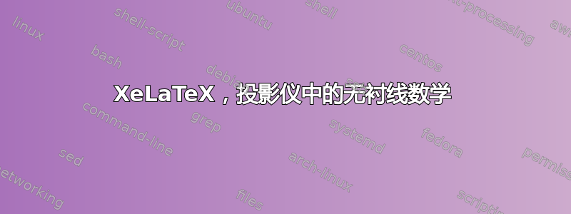 XeLaTeX，投影仪中的无衬线数学