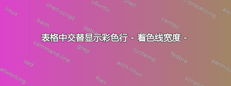 表格中交替显示彩色行 - 着色线宽度 -