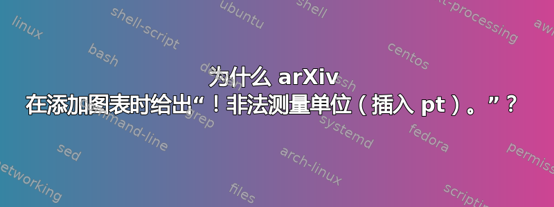 为什么 arXiv 在添加图表时给出“！非法测量单位（插入 pt）。”？